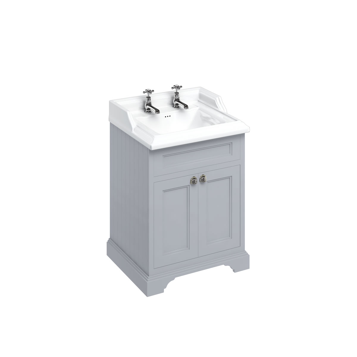 Freestanding 65 Vanity Unit with doors - Classic Grey and Classic basin 2 tap holes
